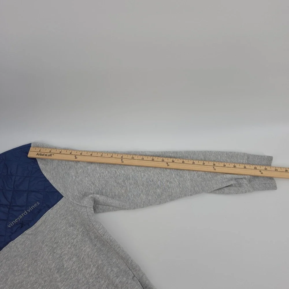 Vineyard Vines Mens Small Gray Blue Quilted Hybrid Shep Shirt Snap Pullover Hood